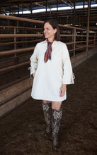 Load image into Gallery viewer, Cream Denim Sleeve Tie Dress
