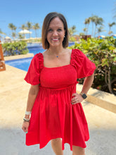 Load image into Gallery viewer, Red Puff Sleeve Dress
