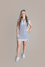 Load image into Gallery viewer, Tan &amp; Navy Striped Dress
