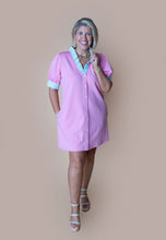 Load image into Gallery viewer, Pink &amp; Teal Collared Dress

