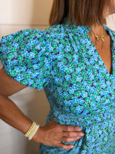 Load image into Gallery viewer, Blue &amp; Green Floral Pattern Long Dress

