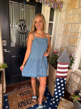 Load image into Gallery viewer, Denim Bow Tie Dress
