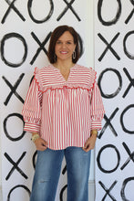 Load image into Gallery viewer, Red Stripe Long Sleeve Top
