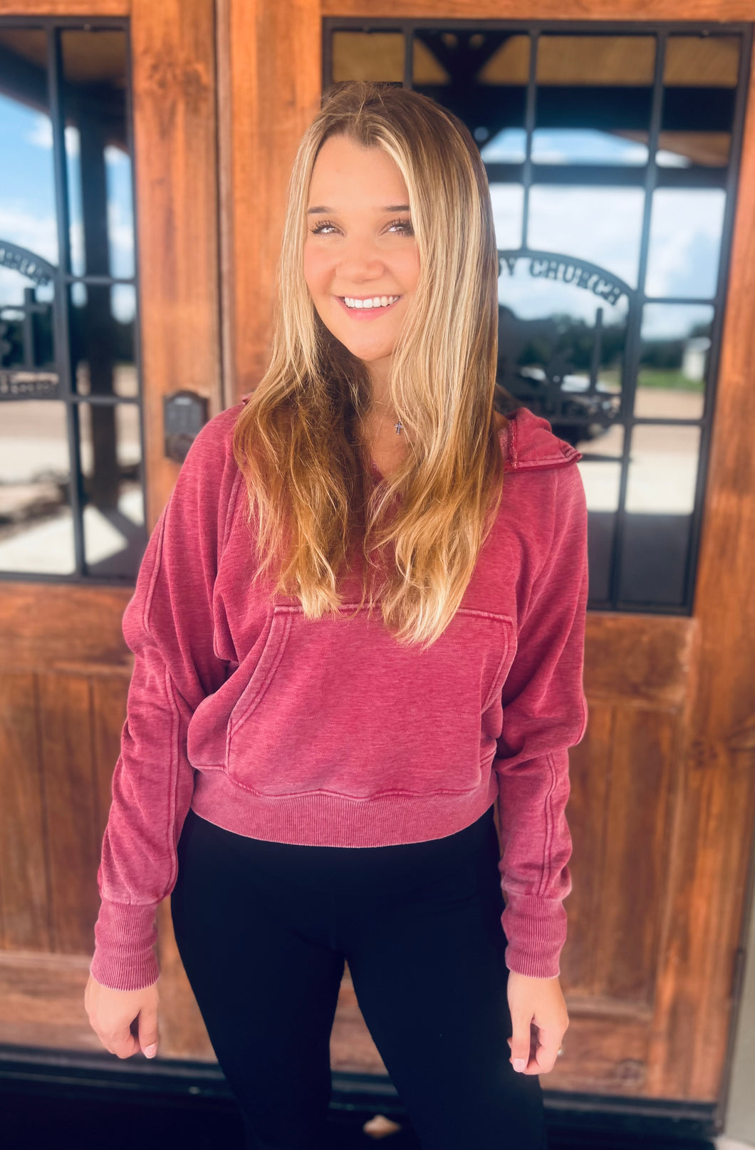 Carly Burgundy Hooded Pullover