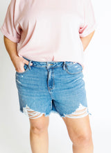 Load image into Gallery viewer, Medium Wash Distressed High Waist Judy Blue Plus Size Shorts
