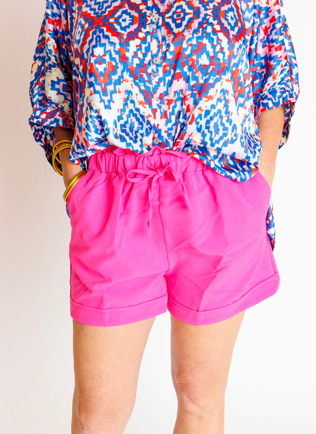 Hot Pink Drawstring Shorts