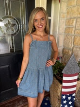 Load image into Gallery viewer, Denim Bow Tie Dress
