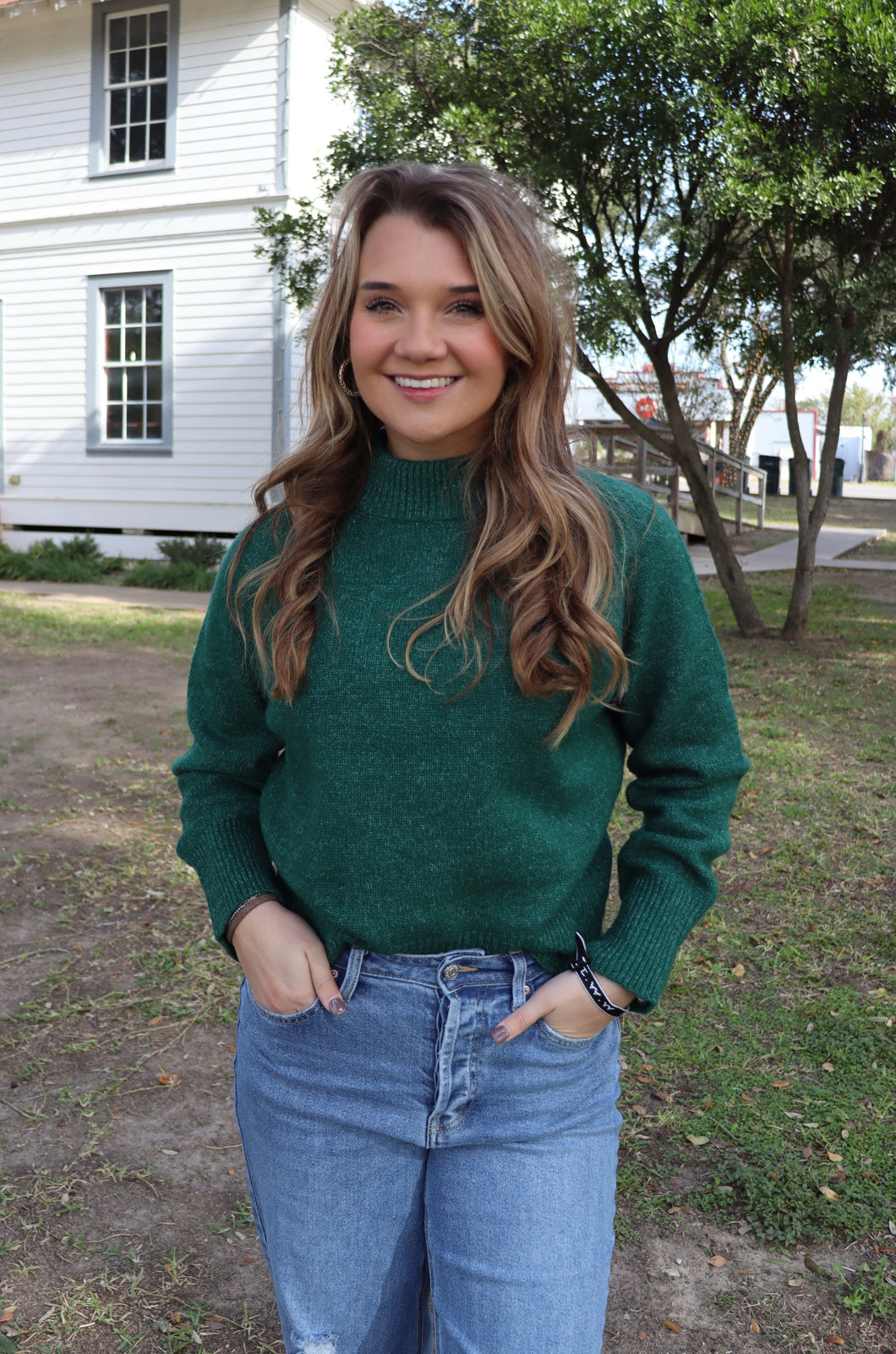 Hunter Green Crop Sweater