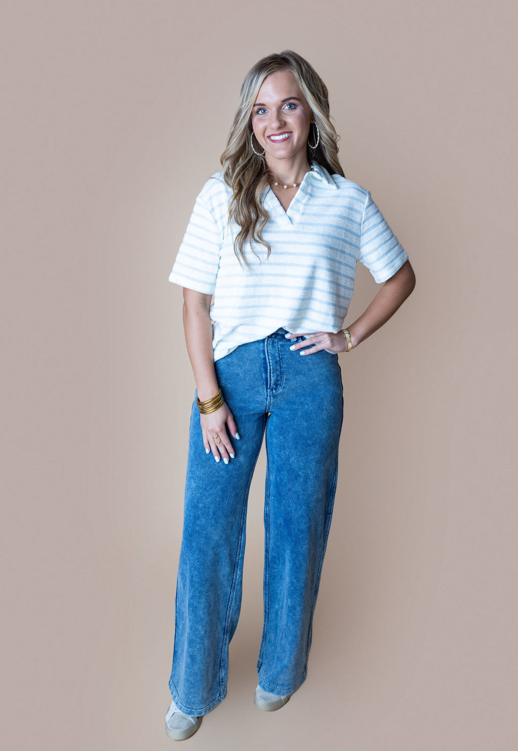 Blue & White Striped Top