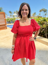 Load image into Gallery viewer, Red Puff Sleeve Dress
