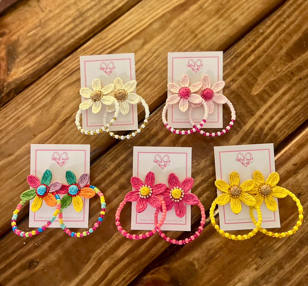 Flower Hoop Spring Earrings
