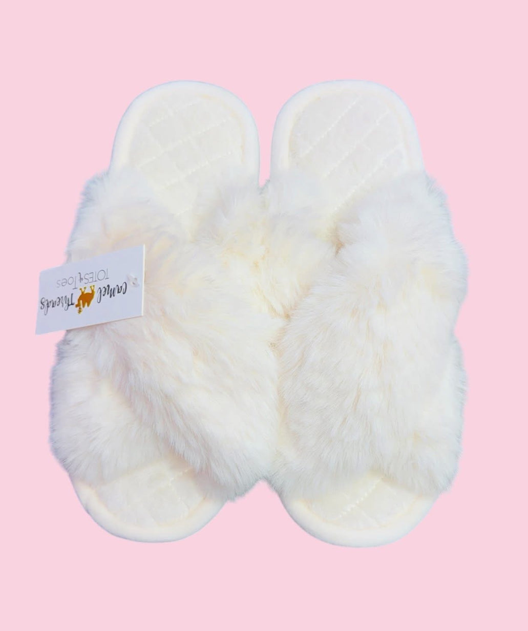 White Fuzzy Cozy Slippers