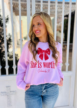 Load image into Gallery viewer, She is worthy Sweatshirt
