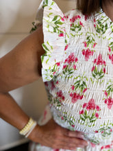 Load image into Gallery viewer, Cream Gattered Flower Dress
