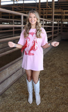 Load image into Gallery viewer, Red Boot Pink T-shirt Dress
