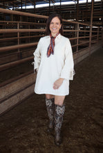 Load image into Gallery viewer, Cream Denim Sleeve Tie Dress
