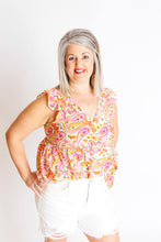 Load image into Gallery viewer, Ivory &amp; Pink Paisley Bradly Top
