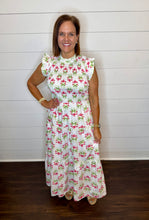 Load image into Gallery viewer, Cream Gattered Flower Dress
