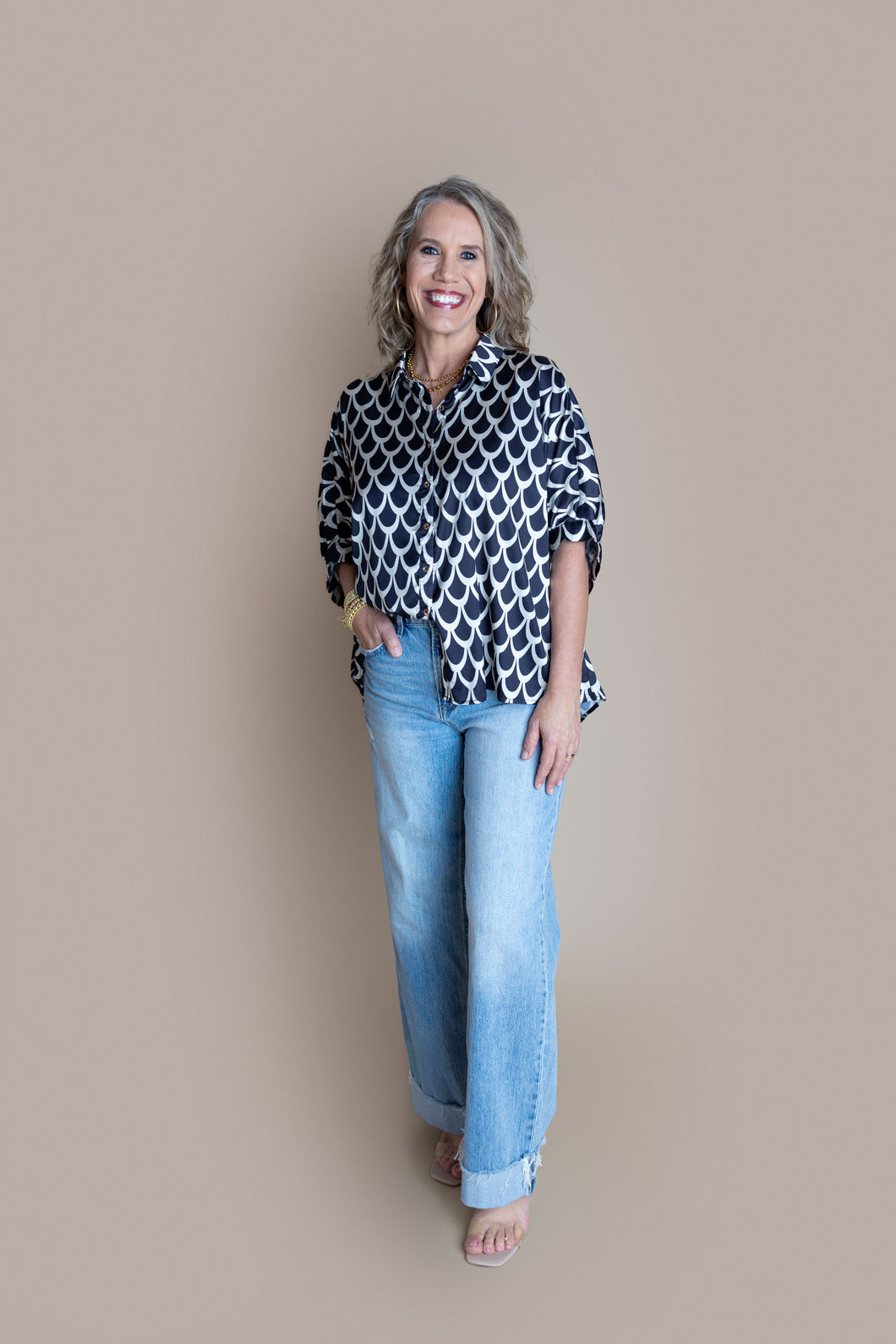 Black Arch Oversized Top