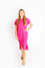 Load image into Gallery viewer, Hot Pink Long Ribbed Dress
