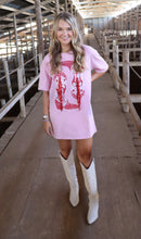 Load image into Gallery viewer, Red Boot Pink T-shirt Dress
