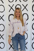 Load image into Gallery viewer, Lavender Stripe Long Sleeve Top
