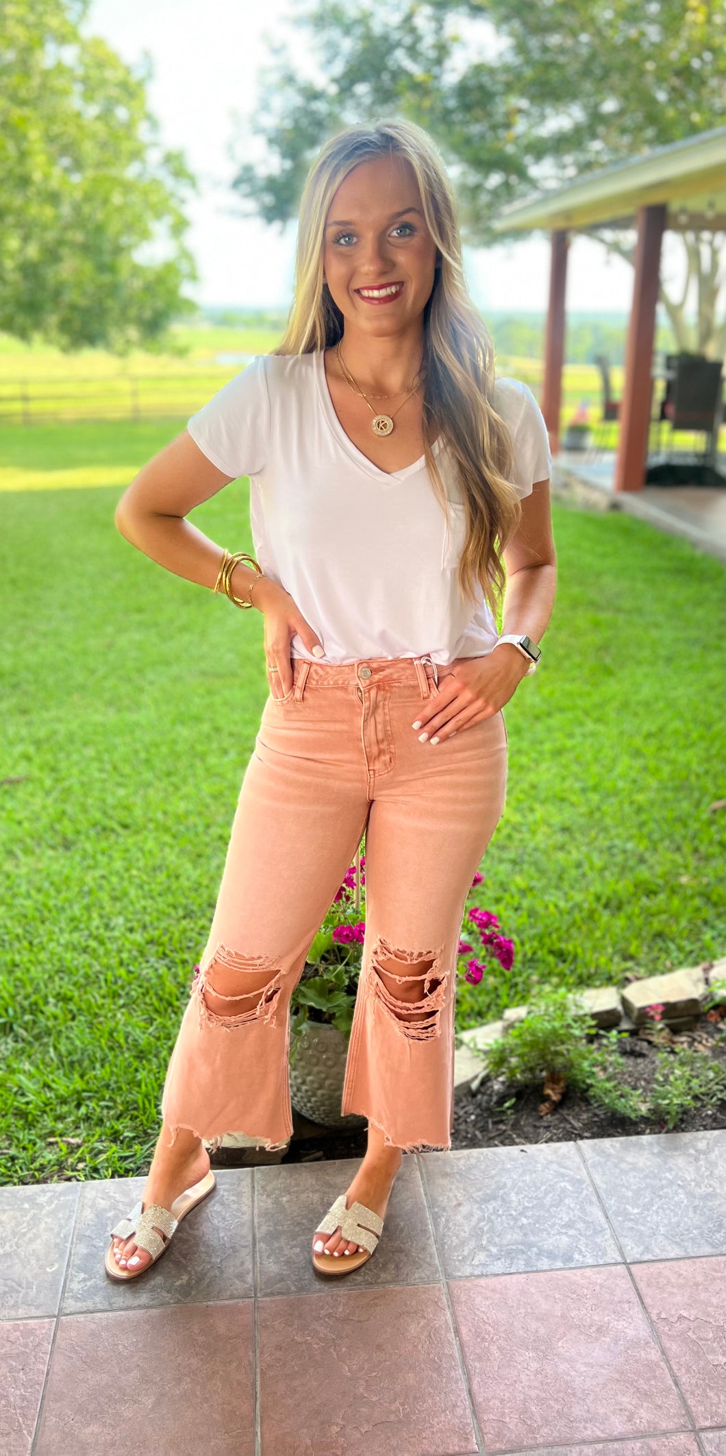 Melon Flare Jeans