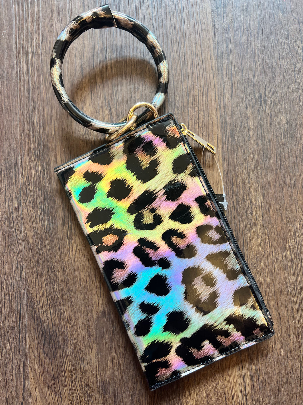 Iridescent Cheetah Keychain Wallet